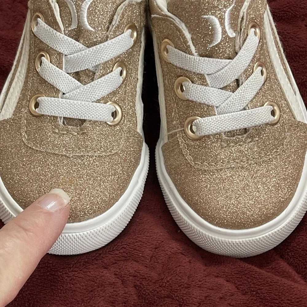 Hurley Toddler Children's Sz 5 Casual Sneakers Gold‎ & White Sparkle Broady - GT